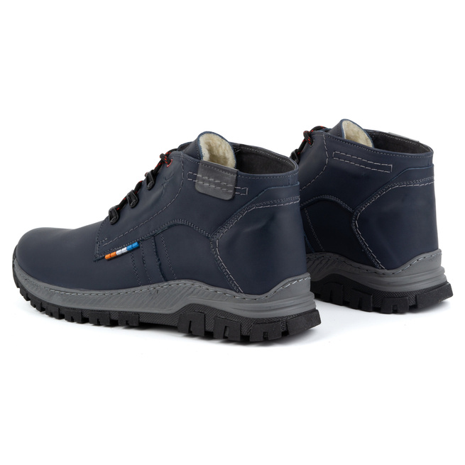 Pánské zimní kožené boty 119GT navy blue