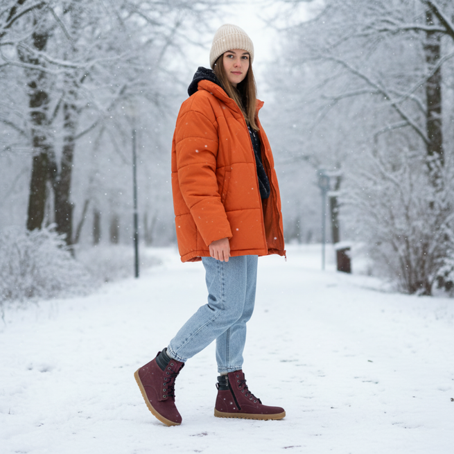 BAREFOOT dámské kožené boty 1796 POL bordó nubuk