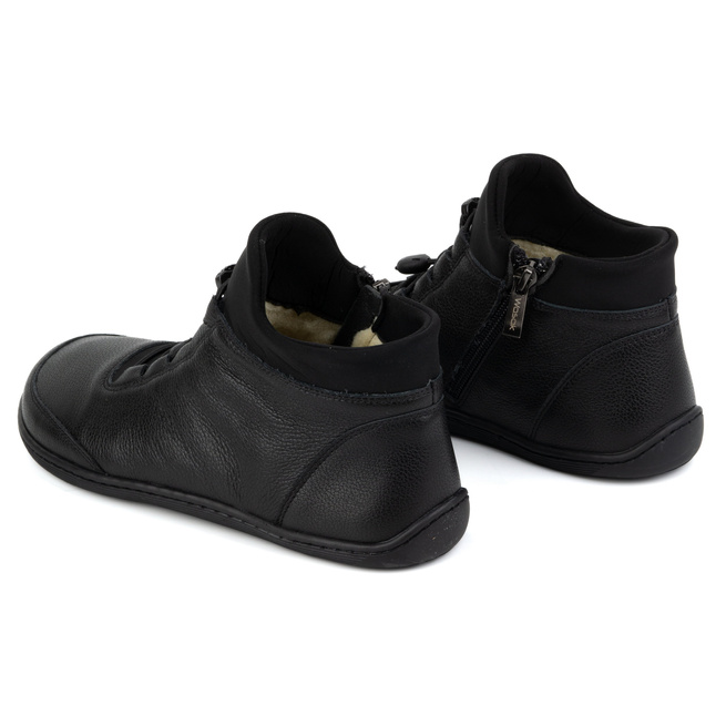 BAREFOOT dámské vlněné zateplené kožené boty 0767W černé