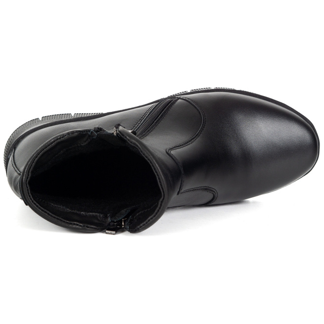 Kožené boty na platformách 1701 black face zip up