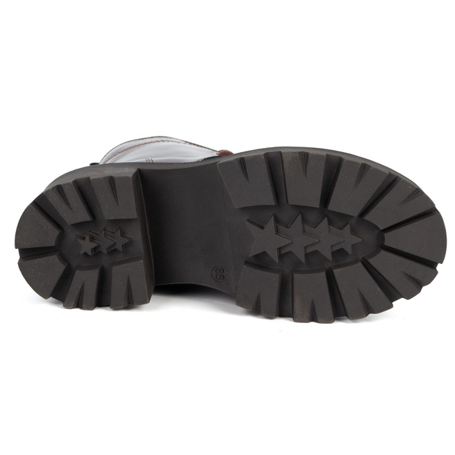 Dámské kožené kozačky Olivier 404BB na šněrování na jehlovém podpatku se zipem v bordó barvě