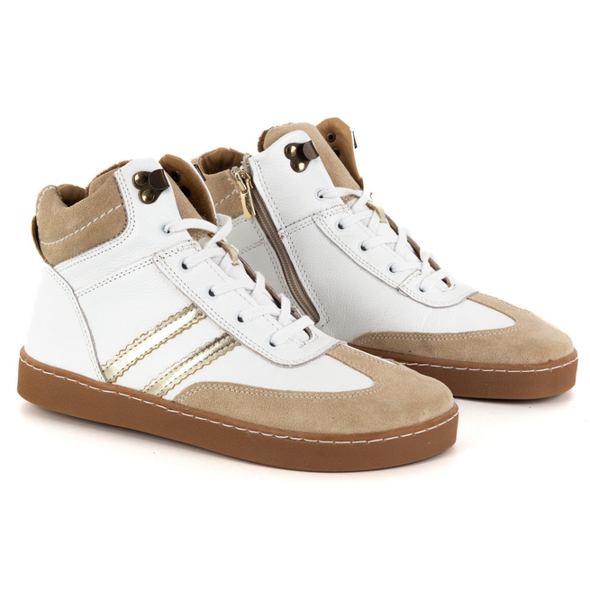 Skórzane buty BAREFOOT damskie zimowe 201MP ocieplane z naturalnej skóry białe