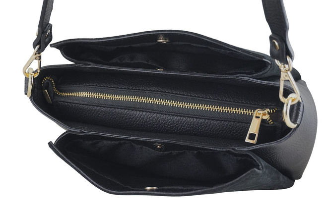 Torebka miejska z naturalnego zamszu i skóry - Czarna