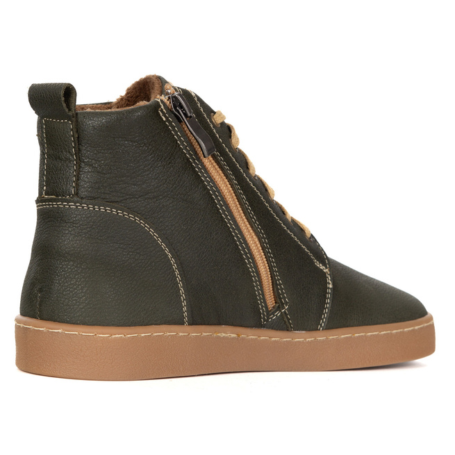 Dámské kožené zimní boty barefoot Z-B04 olive