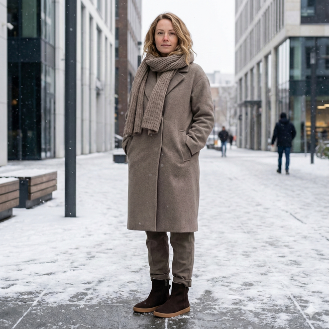 Botki damskie barefoot Olivier Marisol, skóra naturalna, wełna merino brązowe