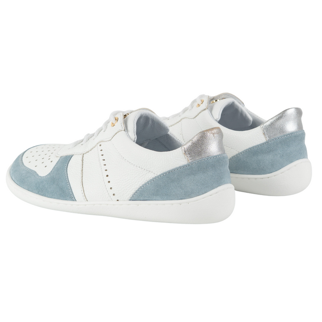 Olivier 1773POL barefoot kožené boty - lehké minimalistické tenisky bílé s modrou barvou 