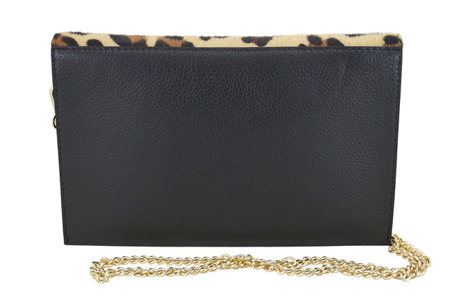 Kopertówka damska z motywem panterki - Czarna