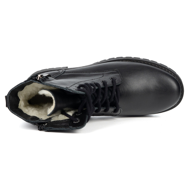 Dámské kožené boty Lauren zateplené vlnou černé