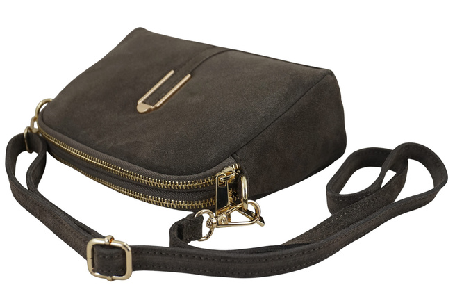 Malá semišová večerní kabelka - tmavě béžová