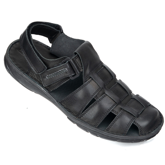 Skórzane sandały męskie Pollonus 6-0103-010 zakryte z rzepem na lato
