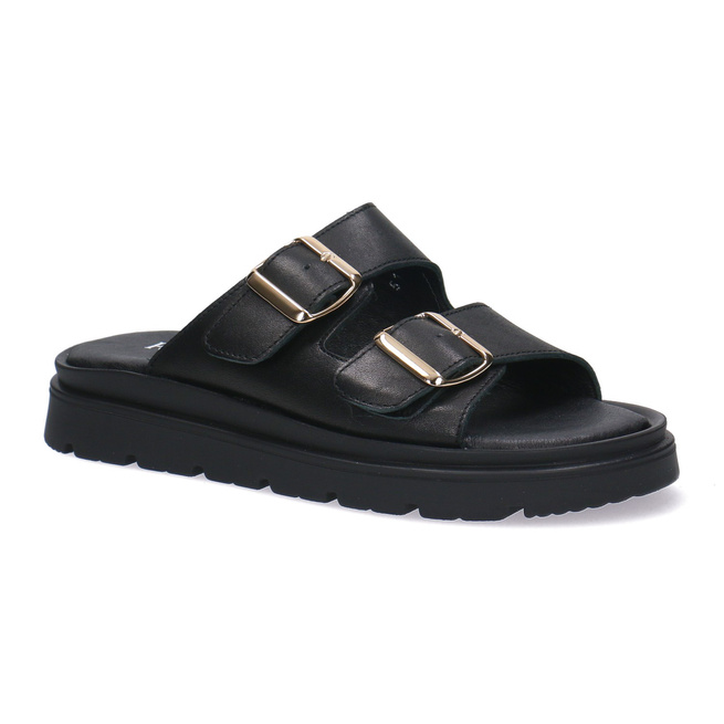 Skórzane klapki damskie Pollonus Czarny 5-1750-001