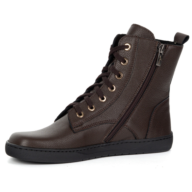 Buty damskie barefoot zimowe skórzane Olivier Liv 1303 ocieplane brązowe