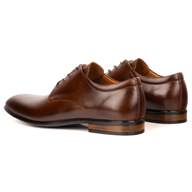 Buty męskie skórzane wizytowe Olivier 484 ciemny brąz – klasyczne półbuty derby