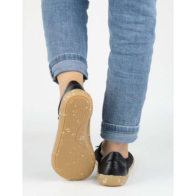 Dámská minimalistická kožená obuv barefoot 0771W black denim