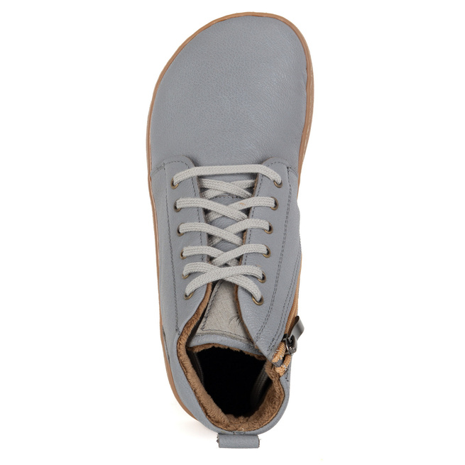Buty damskie zimowe barefoot skórzane Z-B04 szare