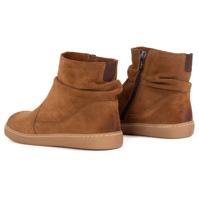 Damskie buty barefoot sztyblety z zamkiem ocieplane 1297 rude