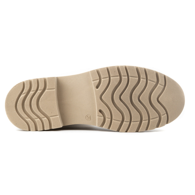 Botki damskie skórzane sznurowe wysokie zimowe 0640 ecru