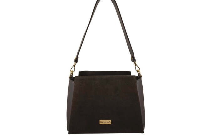 Kabelka do města z přírodního semiše a kůže - Hnědá tmavá