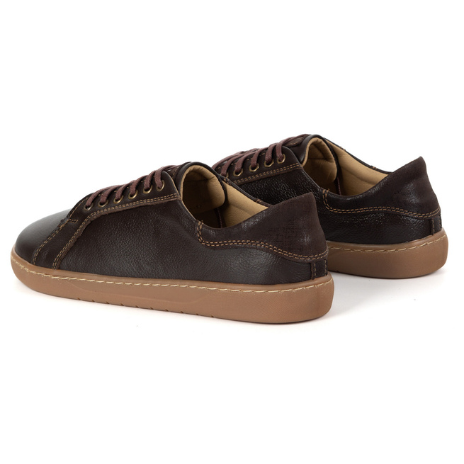Aura: Brązowe Damskie Skórzane Buty Minimalistyczne | Barefoot Sneakersy z Zerowym Dropem