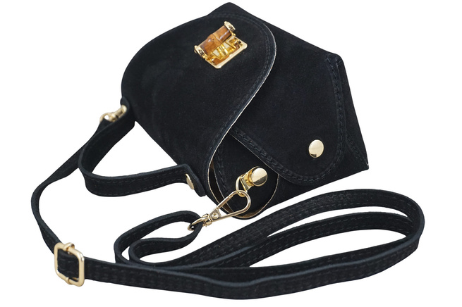 Malá semišová společenská kabelka - černá