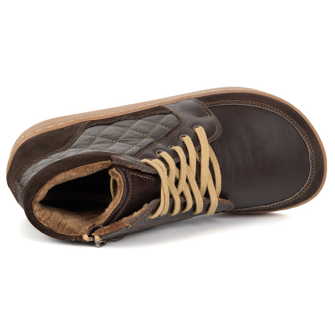 Buty damskie zimowe barefoot skórzane Z-B05 brązowe