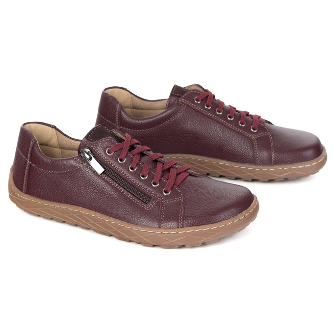Dámská minimalistická kožená obuv barefoot model 1243/2 burgundy