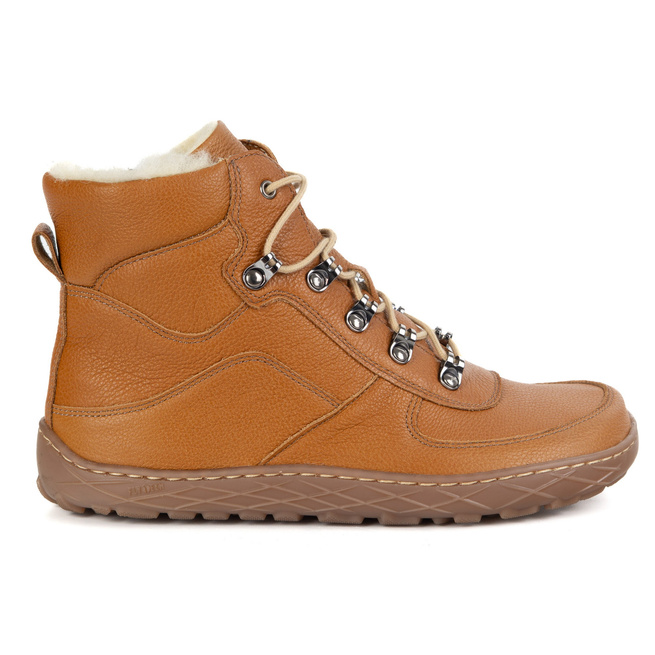 Dámské zimní kožené zateplené boty na zip barefoot rude1292