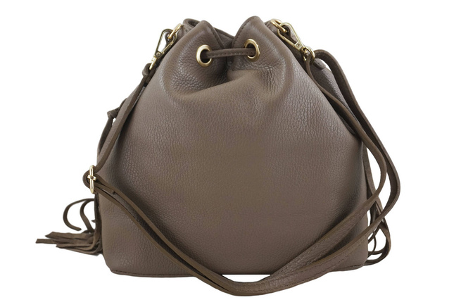 Torebka skórzana boho style - Beżowa ciemna