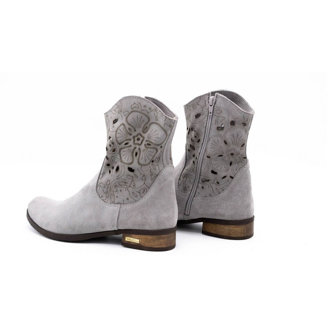 Dámské semišové prolamované boty Jess light grey