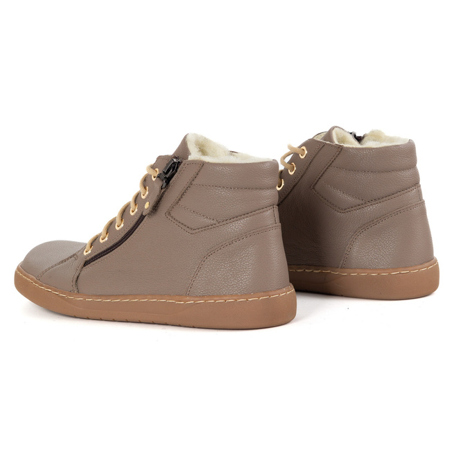 Dámské minimalistické kožené zimní boty barefoot model 1293 cappucino