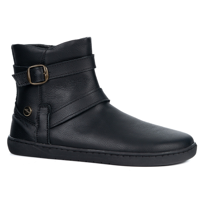 Botki damskie barefoot zimowe zamszowe skórzane Jasper czarne licowe