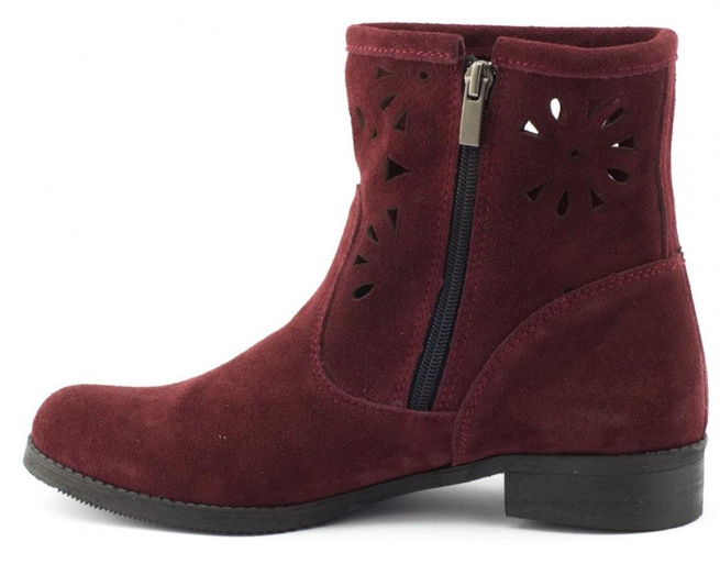 Pohodlné kožené prolamované boty Alice burgundy