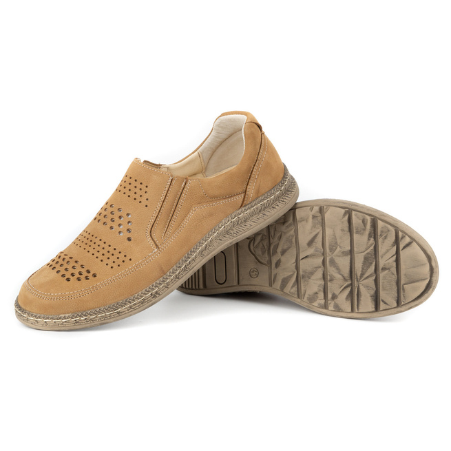 Buty męskie na lato skórzane 0116W camel