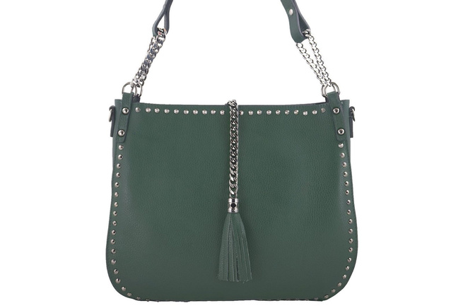 Módní kožená taška přes rameno s nýty - černá