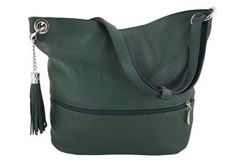 Skórzana torebka włoska Barberinis- Zielona ciemna