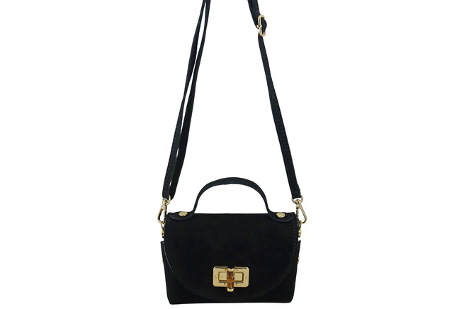 Malá semišová společenská kabelka - černá