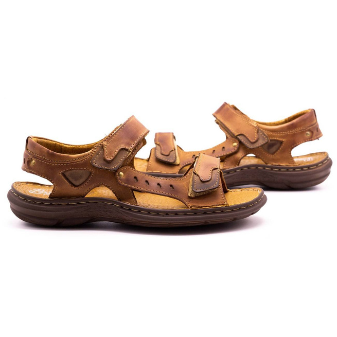 Pánské kožené sandály 277 camel
