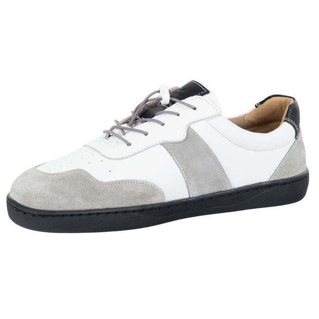 BUTY DAMSKIE BAREFOOT SKÓRA MINIMALISTYCZNE SZEROKIE ARIA białe z szarym 103MP