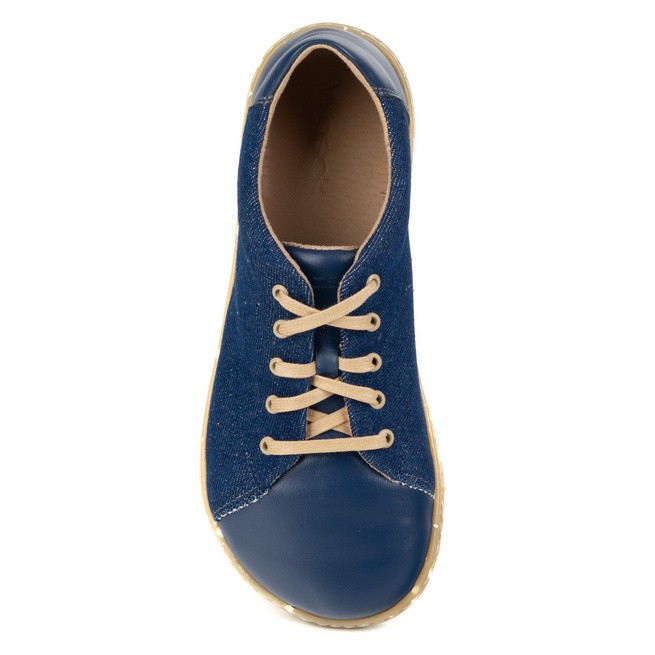 Dámské minimalistické kožené boty barefoot 0771W navy blue jeans