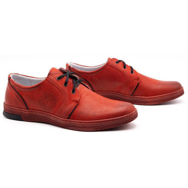Buty męskie skórzane casual 322/2 czerwone