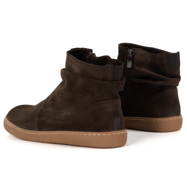 Dámské boty barefoot zateplené zipem 1297 brown velour