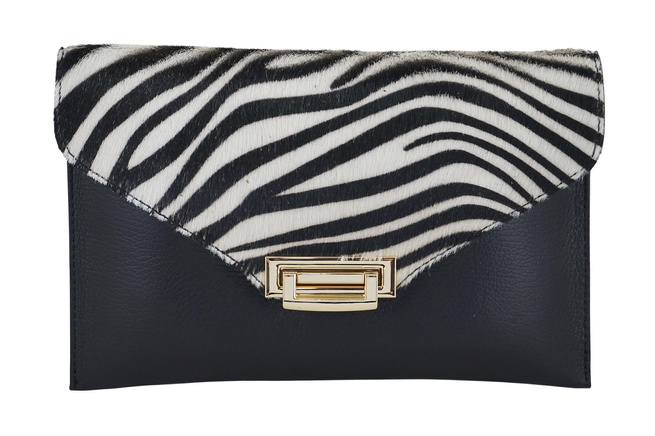 Elegantní spojková taška s módním potiskem - černá