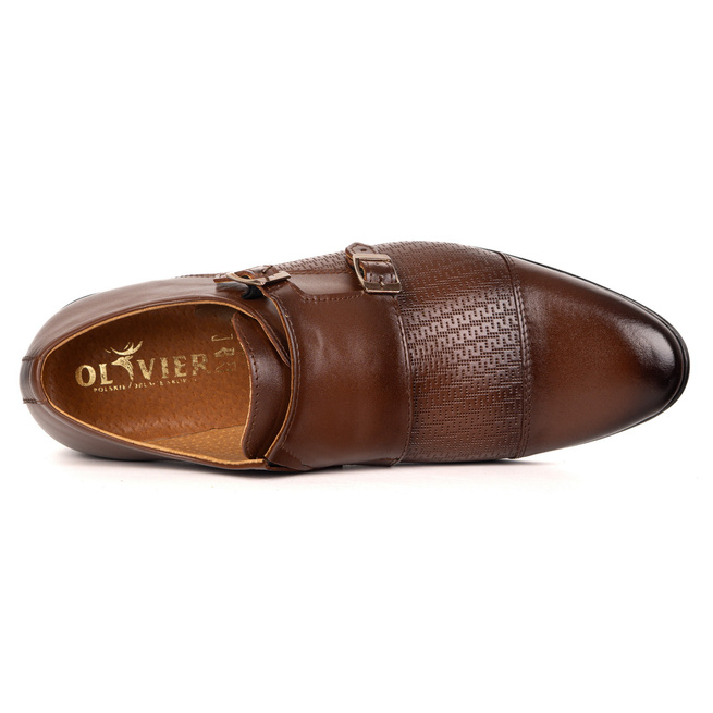 Skórzane buty wizytowe Monki 287T4 LU brąz