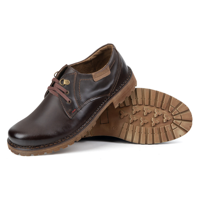 Buty męskie skórzane OLIVIER 312GT  ciemno brązowe