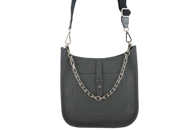 Duża listonoszka z odpinanym łańcuszkiem - Szara ciemna