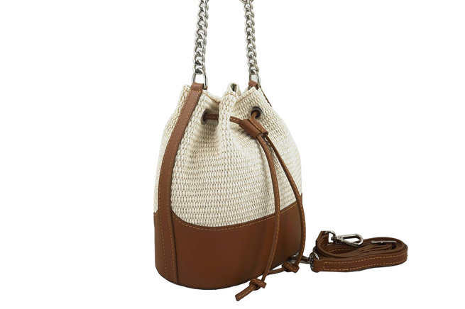 Torebka damska z rafii - Beżowa jasna