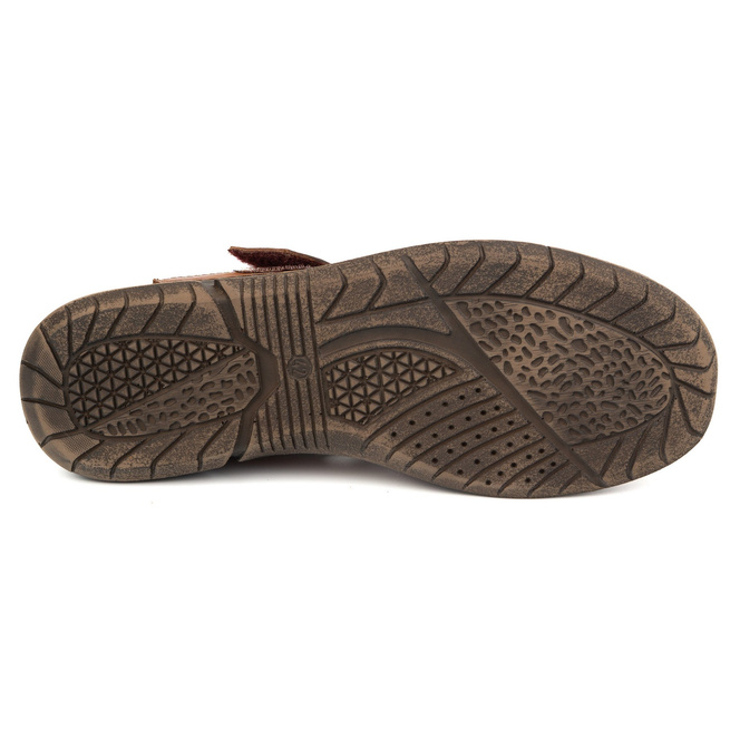 Buty męskie skórzane na rzep 937KOM brązowe