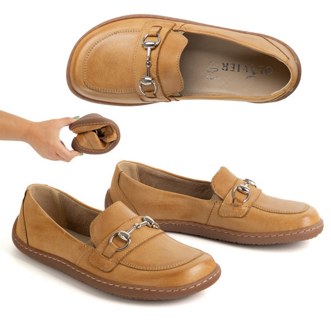 Dámské minimalistické kožené mokasíny Barefoot 1288AR hnědé