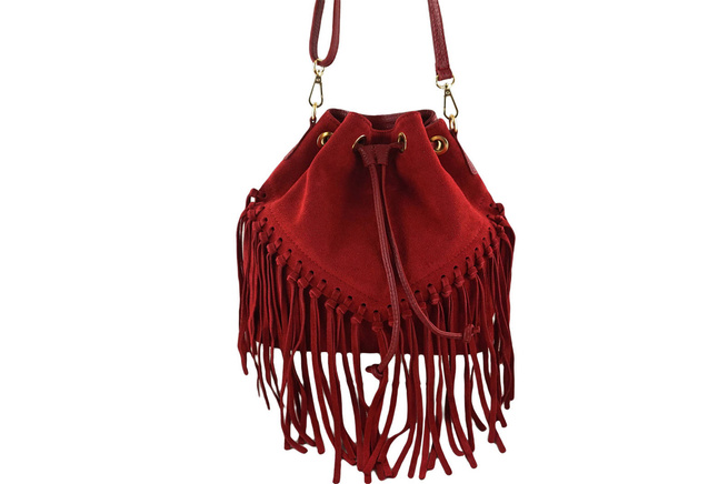 Torebka skórzana boho style - Czerwona