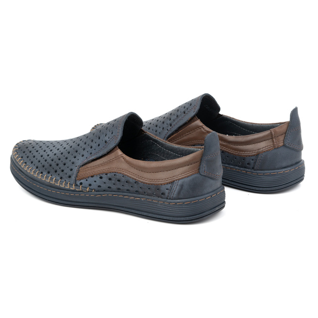 Mokasyny męskie ażurowe na lato 590MP granatowe